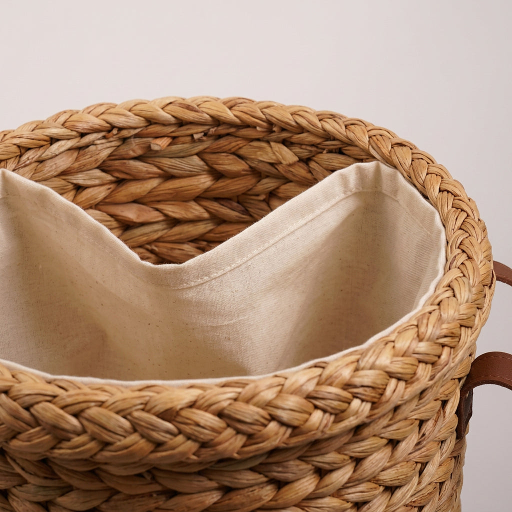 Léo — Handwoven Lion Basket, Water Hyacinth with Cotton Lining