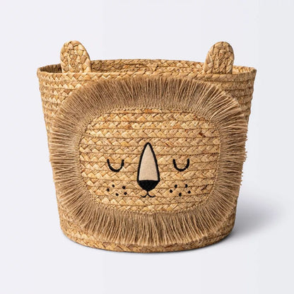 Léo — Handwoven Lion Basket, Water Hyacinth with Cotton Lining