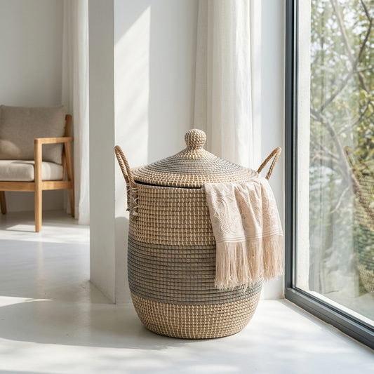 The Lune — Handwoven Seagrass Basket with Lid