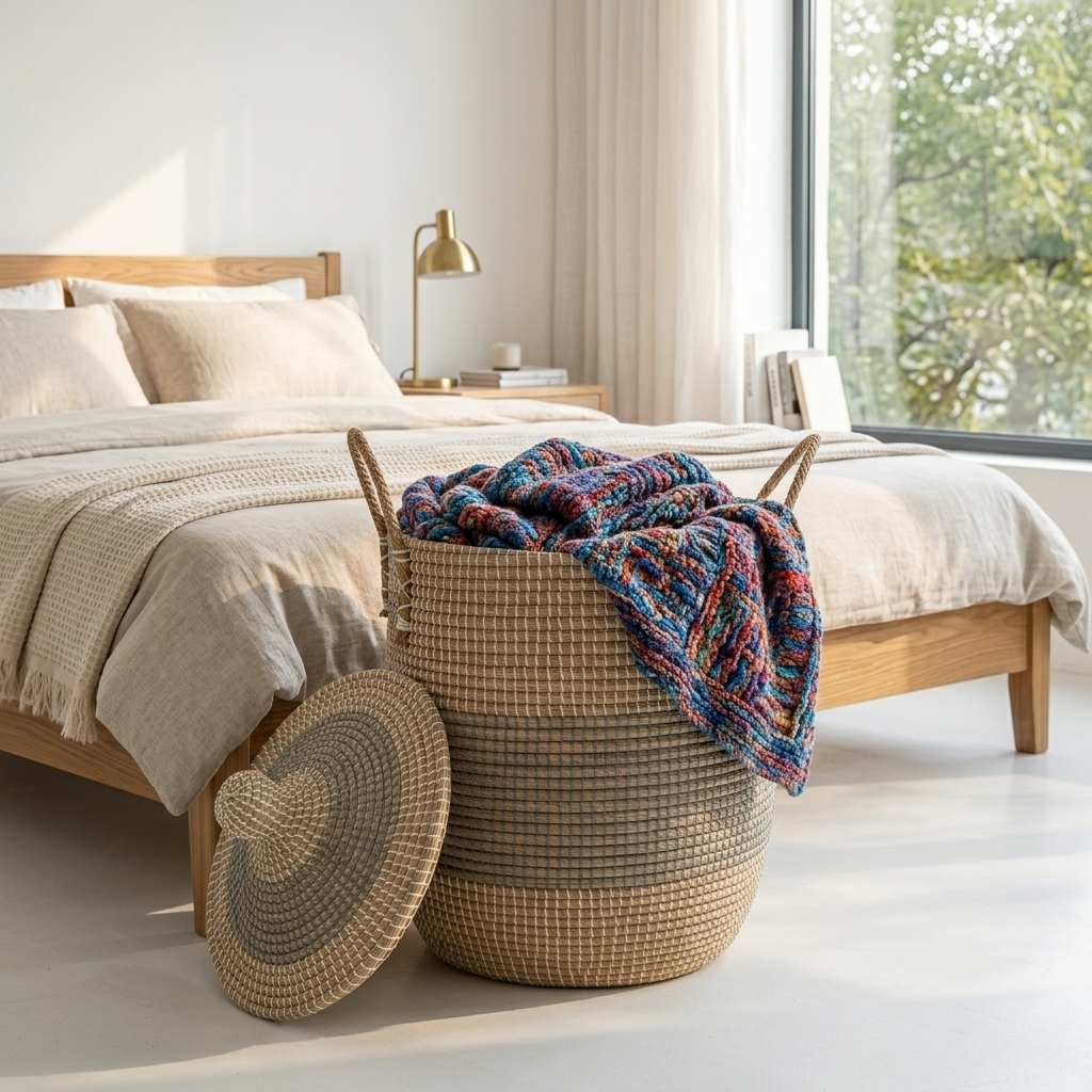 The Lune — Handwoven Seagrass Basket with Lid