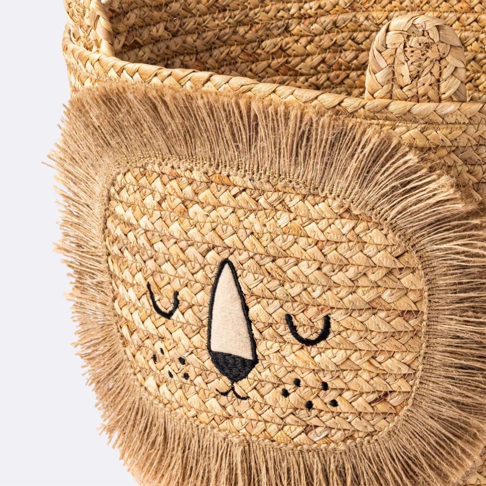 Léo — Handwoven Lion Basket, Water Hyacinth with Cotton Lining