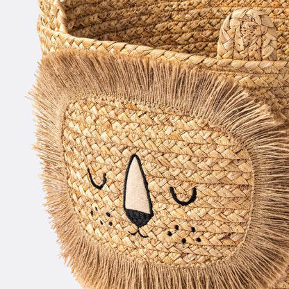 Léo — Handwoven Lion Basket, Water Hyacinth with Cotton Lining