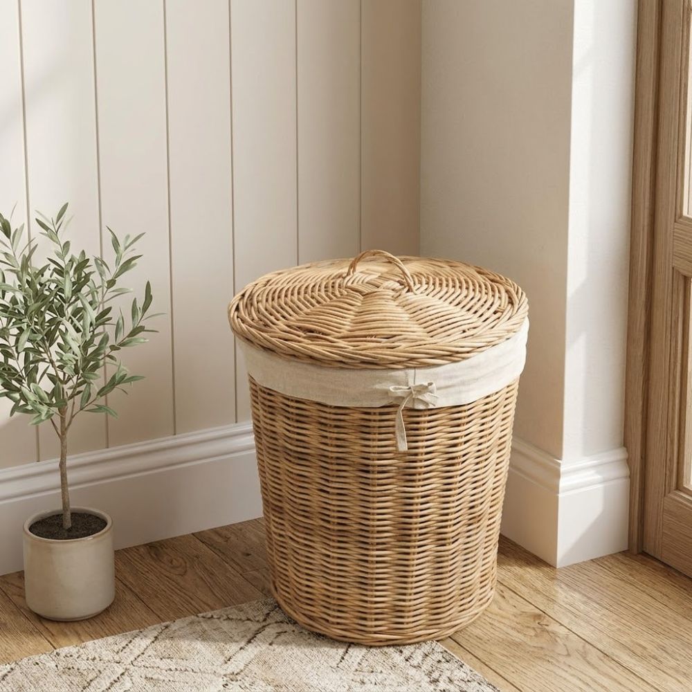 The Osier — Handwoven Rattan Basket with Cotton Lining