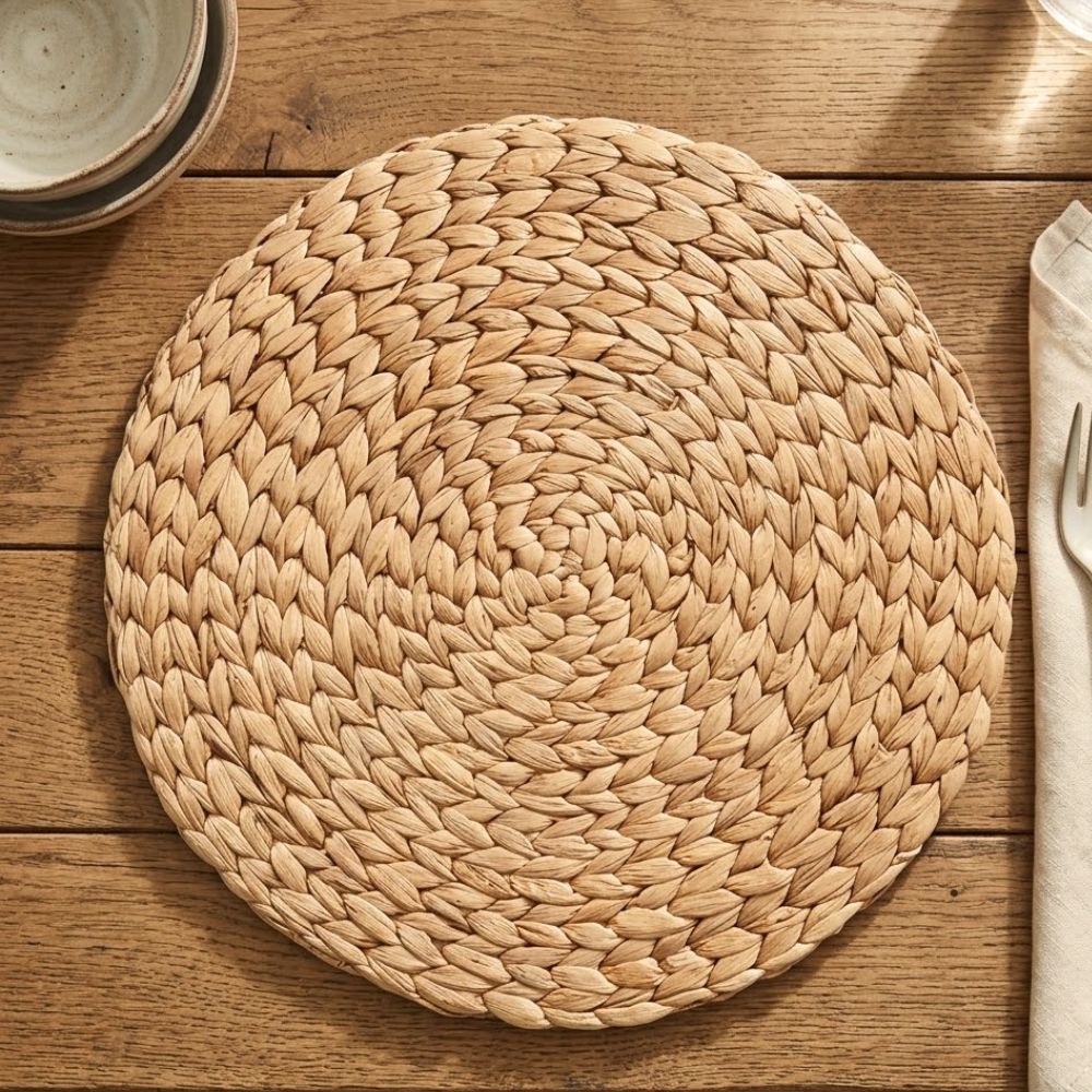 Le Tresse — Set de 4 sets de table en jacinthe d'eau (ronds)