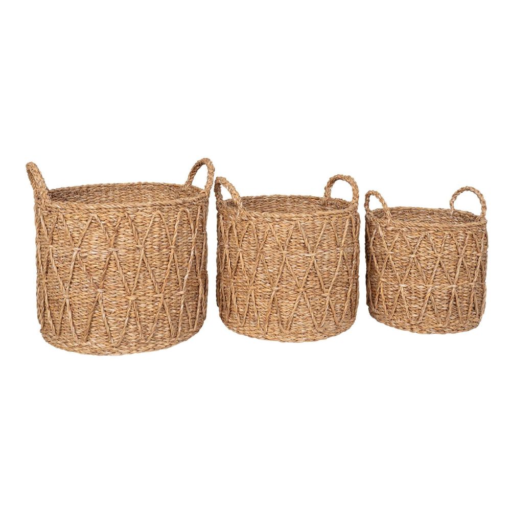 The Reed (SET OF 3) — Handwoven Seagrass Basket Set of 3 with Diamond Weave