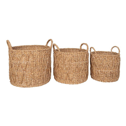 The Reed (SET OF 3) — Handwoven Seagrass Basket Set of 3 with Diamond Weave
