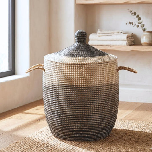Le Mai – Panier tressé en jonc de mer avec couvercle