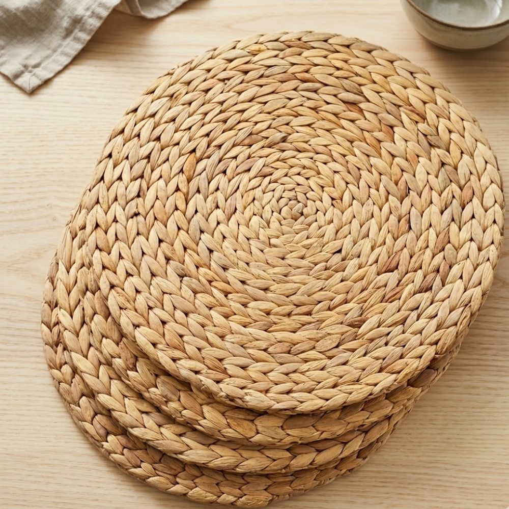 Le Tresse — Set de 4 sets de table en jacinthe d'eau (ronds)