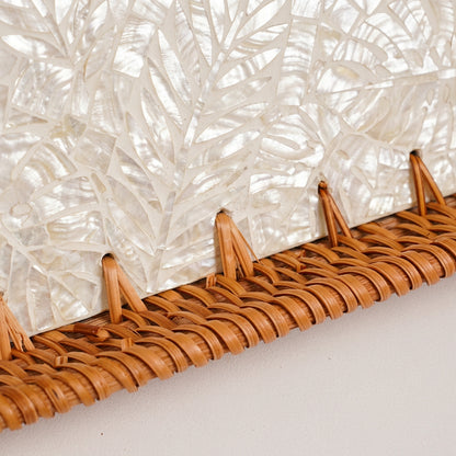 Miel (SET OF 3) — Mother of Pearl Rattan Tray set, Rectangle